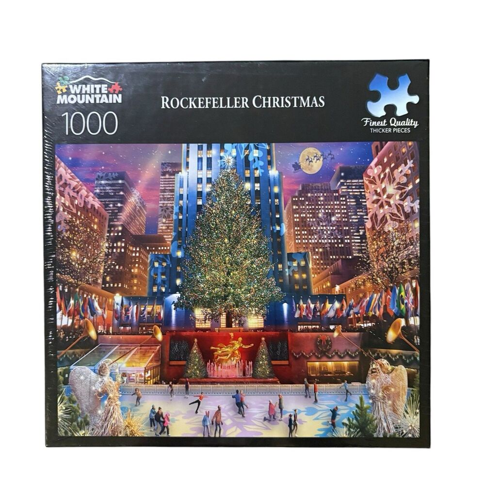 White Mountain Rockefeller Christmas 1000 Piece Puzzle New Sealed USA Made